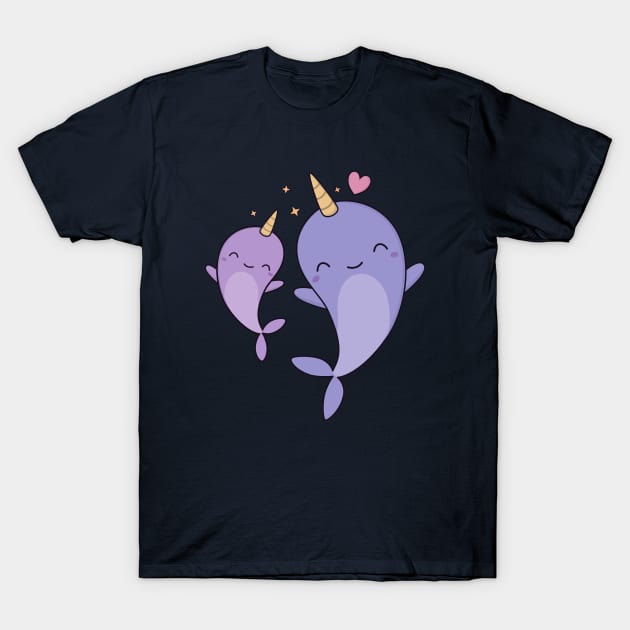 Kawaii And Cute Narwhals Are Adorable T-Shirt by wordsberry